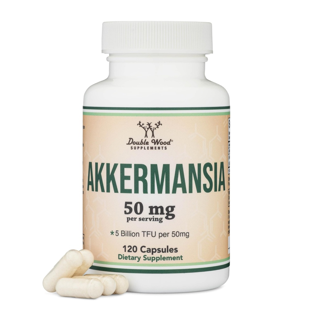 Akkermansia Probiyotik ve Postbiyotik (Increas GLP-1 Production) 120 Capsules, hizmet başına 50 mg (Üç Ahşap başına 5 Milyar TFU test etti)