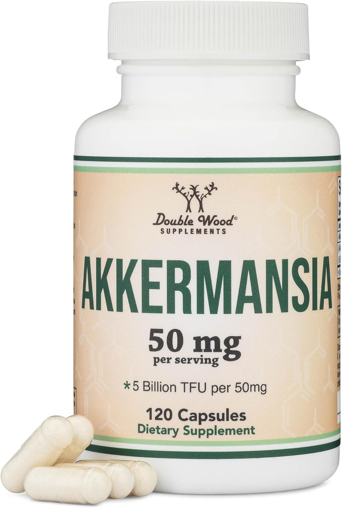 Akkermansia Probiyotik ve Postbiyotik (Increas GLP-1 Production) 120 Capsules, hizmet başına 50 mg (Üç Ahşap başına 5 Milyar TFU test etti)