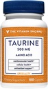 The Shoppe Taurine 500MG, Ücretsiz Form Amino asit, Antioksit Hücreleri ve Cardiovascular Sağlığı B6, Beyin ve Hafıza Desteği (100 Capsules)