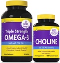 InnovixLabs Choline & Triple Omega-3 Sche Choline Bitartrate 550 mg (100 Capsules) Triple Strength Omega (200 Softgels). Helps Memory, Mood, Brain Health & Boost Cognitive.*