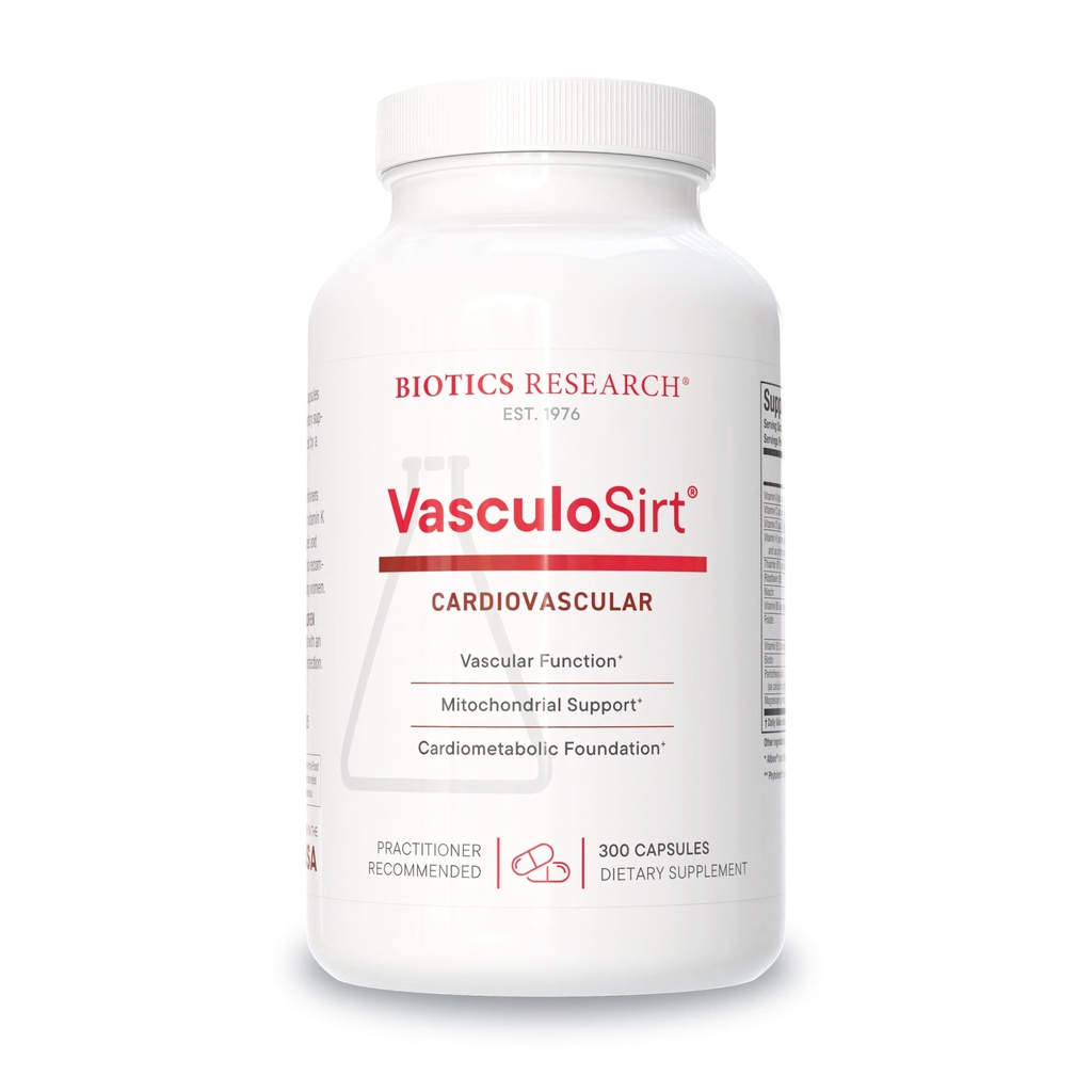 Biotics Araştırma VasculoSirt® – Mark Houston, MD, Cardiovascular ve Sağlıklı Kan Akış Desteği, CoQ10, Resveratrol, ALA, G - 300 Capsules
