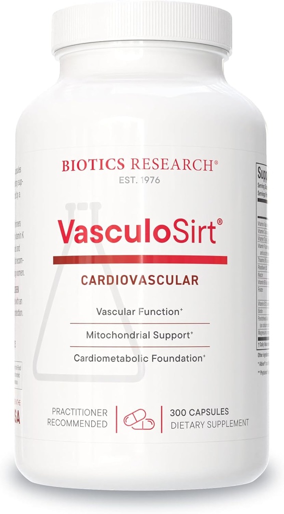 Biotics Araştırma VasculoSirt® – Mark Houston, MD, Cardiovascular ve Sağlıklı Kan Akış Desteği, CoQ10, Resveratrol, ALA, G - 300 Capsules