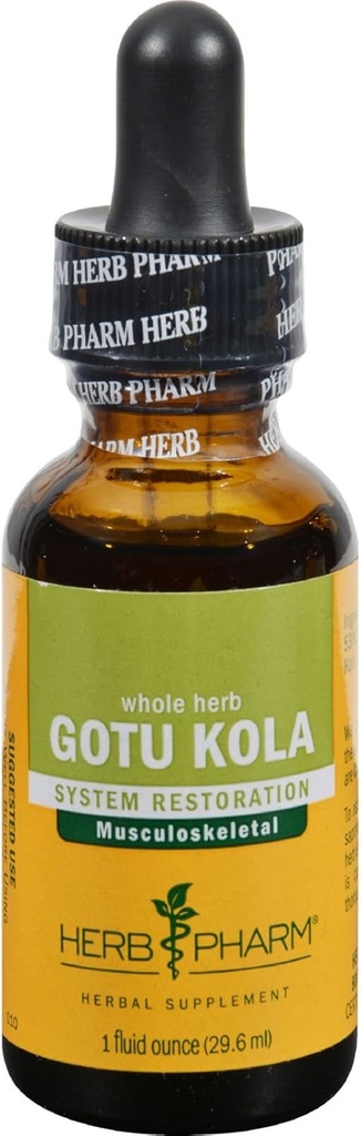 Βότανο Pharm Certified Organic Gotu Kola Liquid Extract για την υποστήριξη του μυοσκελετικού συστήματος, 1 Fl Oz