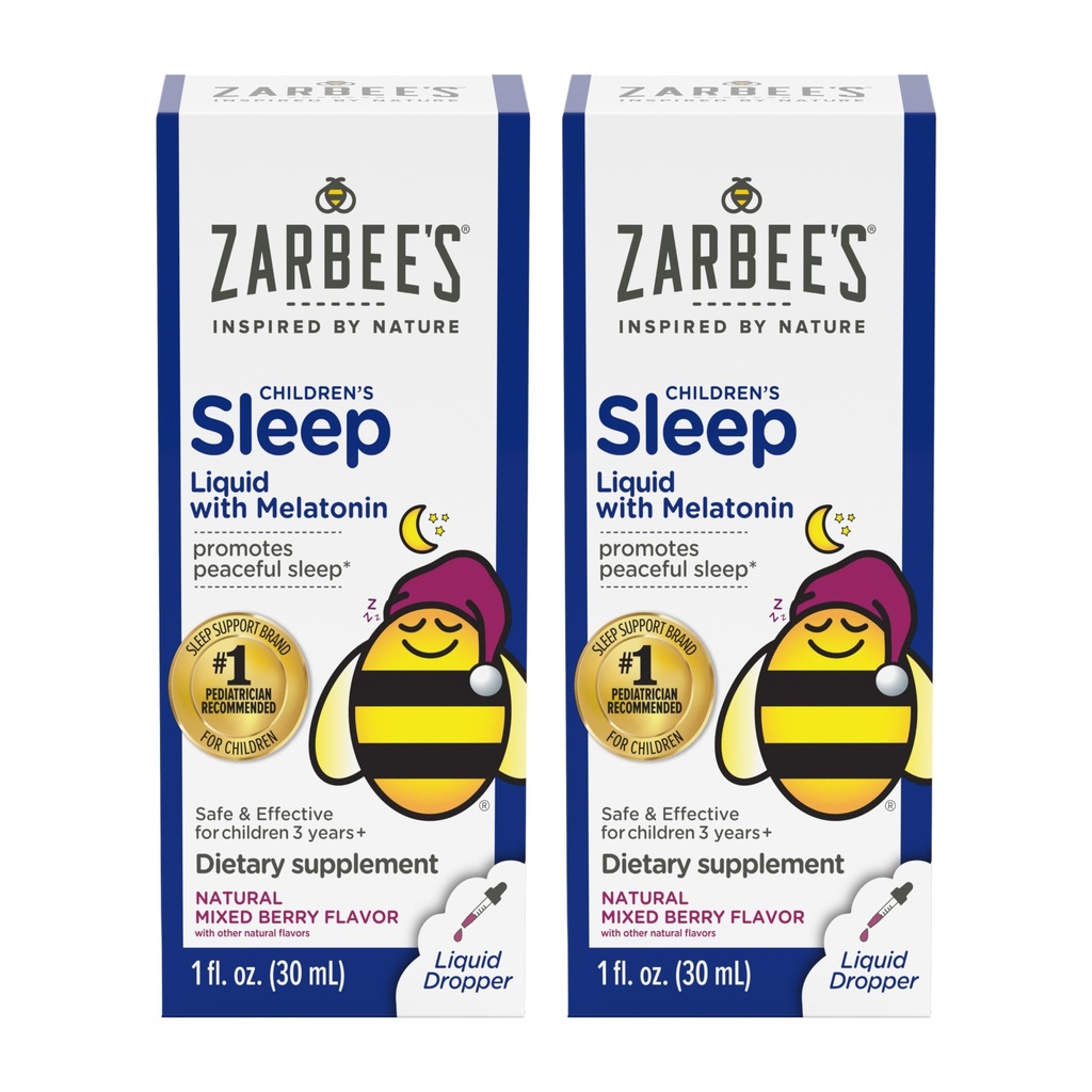 Zarbee's Kids 1 mg Melatonin; Uyuşturucu Özgür ve Etkili; 3 ve Up için Doğal Berry Flavor'u Kolay; 1 Fl Oz Şişes, 2 Paket