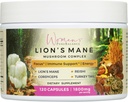 Women's PureBalance Lion's Mane Mushroom Supplement Capsules with Reishi, Cordyceps, Türkiye Tail – Brain Nootropic for Memory, Focus, Natural Energy, & Immune Support, Non-GMO (120 Capsules)