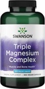 Swanson Triple Magnezyum Kompleksi - Beyin, Enerji, Kemik, Stres, Kas & Uyku Desteği * - Konins Magnezyum Aspartate, Citrate & Hoffman - 300 Vegan Capsules