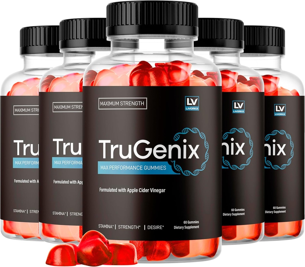 (5 Pack) TruGenix Gummies, TruGenix Erkekler için TruGenix Gummies Gelişmiş Formula, TruGenix ACV Gummies, TruGenix Support Supplement Gummies, Premium Formula, 300 Gummies