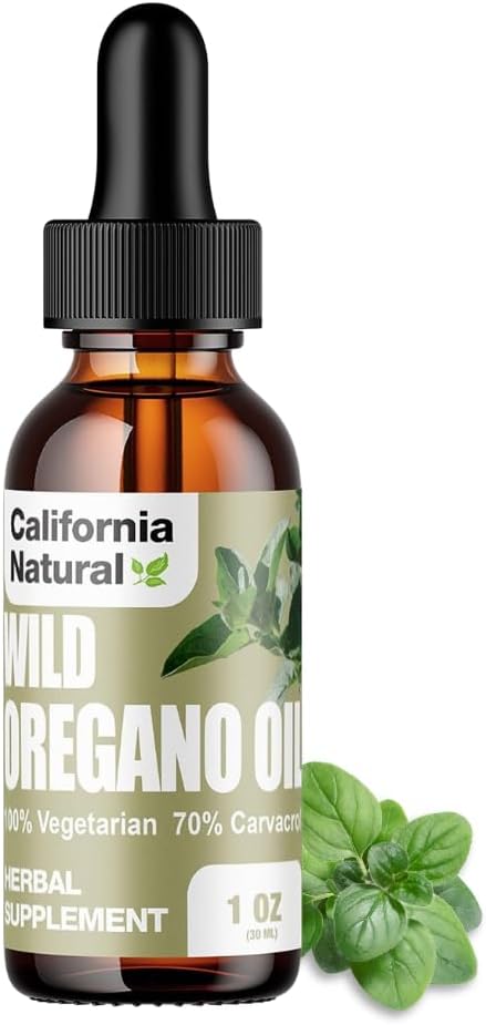 Wild Oregano Oil 1oz Şişe - California Natural - Immune System & Digestive Support - Gut Health & Health Digestion - 100% Vegetarian -% 70 Carvacrol - Herbal Supplement - 1oz