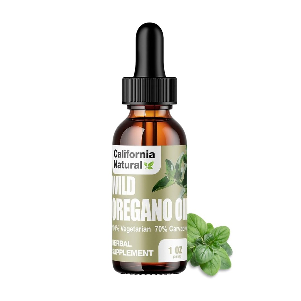 Wild Oregano Oil 1oz Şişe - California Natural - Immune System & Digestive Support - Gut Health & Health Digestion - 100% Vegetarian -% 70 Carvacrol - Herbal Supplement - 1oz