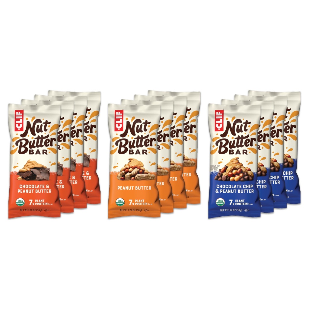 CLIF Butter Bar - Variety Pack - Φυστικοβούτυρο Γεμισμένες Ενεργειακές Ράβδοι - Μη ΓΤΟ - USDA Organic - Plant-based - Low Glycemic - 1,76 oz. (12 Count)