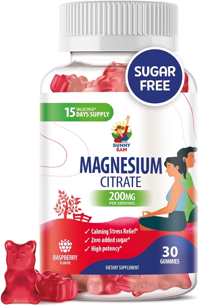 Çocuklar ve Yetişkinler için Magnezyum Gummies - 200 mg - Calm Magnezyum Chews - Magnezyum Citrate Chewable Supplement for Mood & Muscle Support