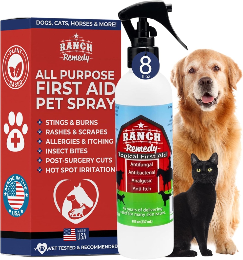 Yara şifalı Yardım ve Köpekler için Itch Relief Spray, Cats, Horses, Safe for All animals - All Natural - Rashes, Bites, Burns & Hot Spot Tedavisi - Skin Irritation & Allergies Çözüm (8oz)