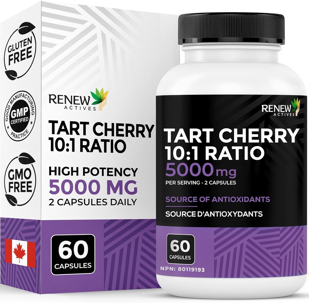 Yeni Actives Tart Cherry Ekstra 2 Capsules başına 500 mg - Free Radikal Koruma ve Wellness için Yüksek Yeterli Antioksi – 60 Easy-to-Sw Capsules – Made in Canada