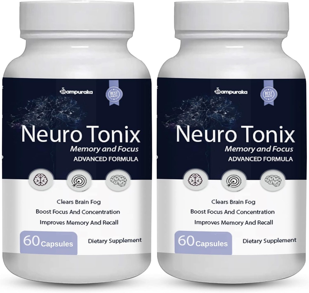 Nöro Tonix Memory ve Focus Supplement için Gelişmiş Formula - 2 Packs NeuroTonix 120 Capsules (Pills)