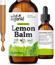 Άγριες & οργανικές σταγόνες λεμονιού - Relaxing Lemon Balm Leaf Extract Supplement - Calming Melissa Officinalis Tincture - Vegan, Sugar & Alcohol-Free - 2 fl oz