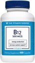 The Shoppe Vitamin B12 500mcg - Supports Energy Production, Once Daily Diyetary Supplement - Vitamin B-12 (As Cyanocobalamin), Gluten & Dairy Free (100 Capsules)