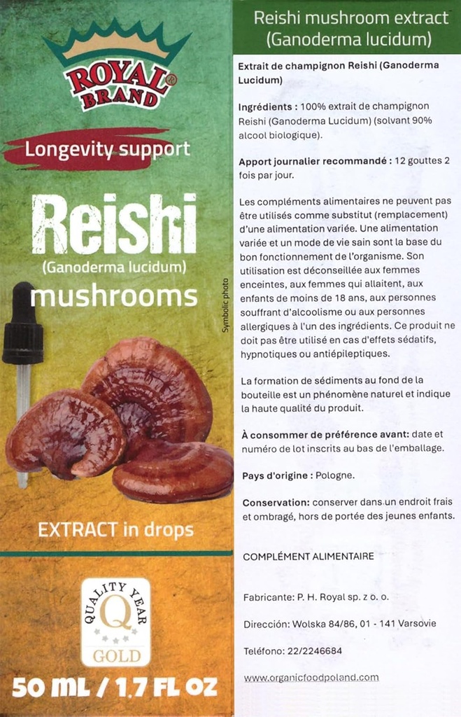Reishi Mushroom Supplement / Bizim Reishi Mushroom Ekstraksiyonu Longevity /Reishi Mushroom Tincture - 50 ml / 1.7 Fl Oz