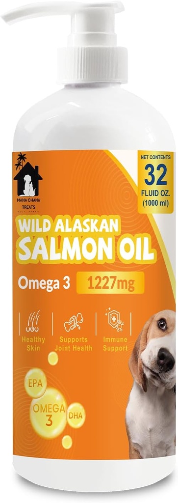 Köpekler ve Kediler için Salmon yağı | Omega 3 Fish Oil Supplement for Health Skin & Coat, Joint & Bone Support, Antivirüs Relief & Inflammation Defense | 32oz