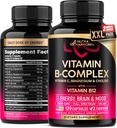 Erkekler ve Kadınlar için B Kompleks - Amerika'da B-Complex: B1, B2, B3, B5, B6, B7, B8, B9, B12 Vitamin C, Choline, Inositol - Enerji, Beyin & Kalp Desteği Tamam, 120 Vegan