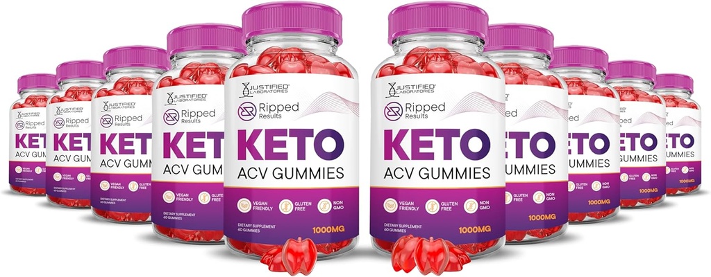 (10 Pack) Ripped Sonuçlar Keto ACV Gummies Gelişmiş Formula 1000MG Ripped Sonuçlar Keto Gummies Apple Cider Vinegar Formulated with Pomegranate Beet Juice B12 Vegan Non GMO 600 Gummys