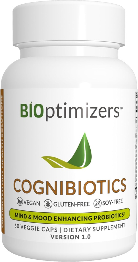 BIOptimizers Cognibiyotiks Probiyotik Beyin Supplement - Helps Support Mood, Better Focus, Memory, mental Clarity - 60 Capsules