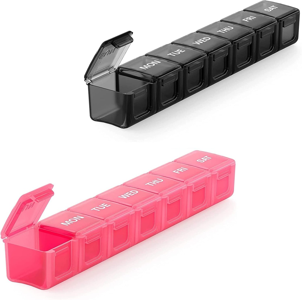 2 Pack Ekstra Büyük Pill Organizer, Sukuos Haftalık Pill Box, Pill Case, Tıp Vitaminler, Balık Yağları veya Tamamlar için Organizer, Sukuos Weekly Pill Box, Pill Case, Medicine Organizer, Fish Oils veya Supplements, Fish Oils veya Supplements