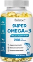 Omega 3 Fish Oil Supplements, 1280 mg Omega-3 Fatty Acids Including EPA ve DHA, Wild-Caught Burpless Fish Oil Supplements Supports Heart, Brain and Eye Health, 90 Softgels