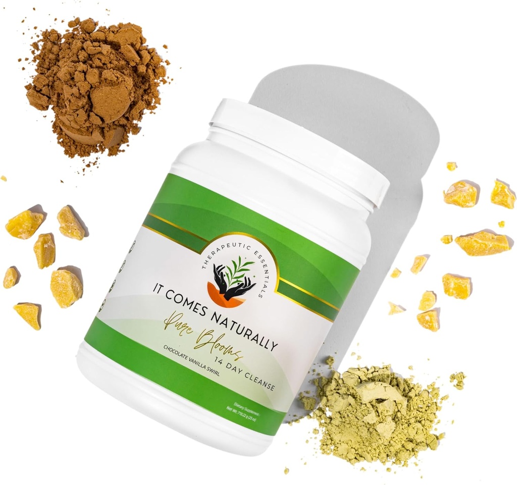 Pure Blooms Super Supplement & 14 Day Reset - 26g of Plant Protein, 30 Nutrients for Natural Detox, Digestion, Energy, Inflammation, Immunity. Safe & Pure, Delicious Chocolate Vanilla Swirl
