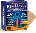 Menthol ile% 4 Lidokaki Patchs - Back, Diz & Kas Ağrısı için Maksimum Güç Ağrısı - Hızlı Suçlama Medicated Patches - Amerika'da Yapıldı - 6 Count