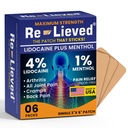 Menthol ile% 4 Lidokaki Patchs - Back, Diz & Kas Ağrısı için Maksimum Güç Ağrısı - Hızlı Suçlama Medicated Patches - Amerika'da Yapıldı - 6 Count