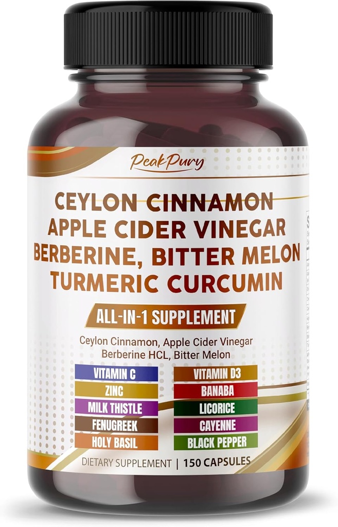 Ceylon Cinnamon Apple Cider Vinegar Berberine Bitter Melon - ABD'de Made in USA