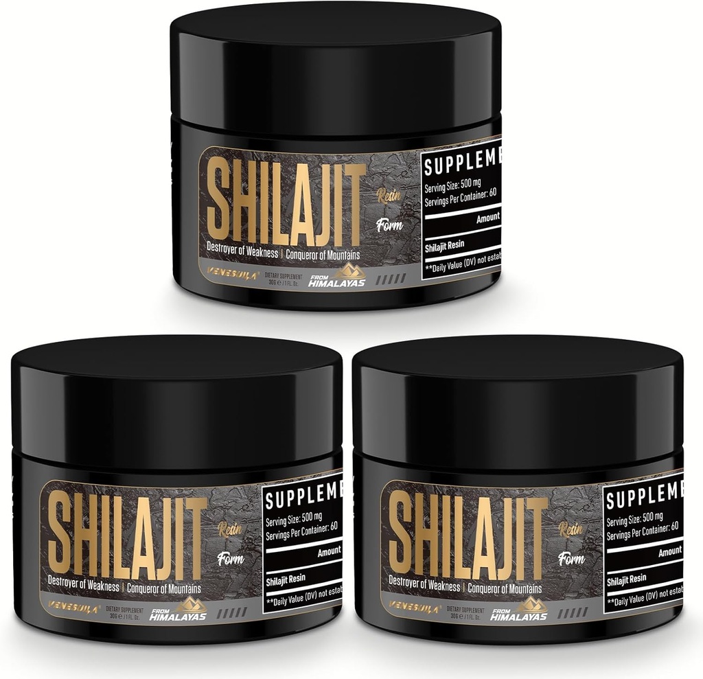 Shilajit Resin - Βιολογικό Shilajit Resin τρίτο μέρος δοκιμαστεί πλούσια σε 85+ ορυκτά ίχνη, χρυσό βαθμού Ιμαλαΐων Pure Shiljait για την ενέργεια (1 Fl Oz (πακέτο του 3))
