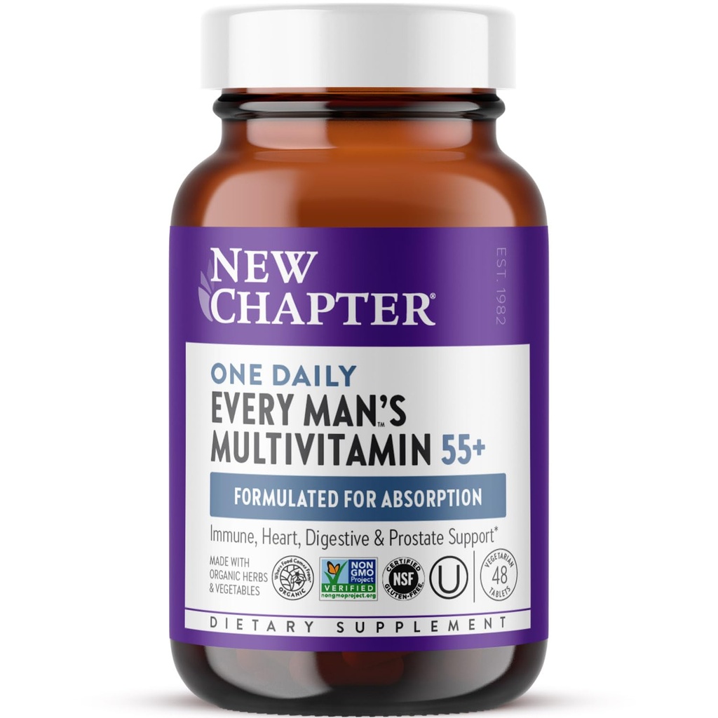Yeni Bölüm Men's Multivitamin 50 Plus for Brain, Heart, Digestive, Prostate & Immune Support with 20+ Nutrients + Astaxanthin - Every Man's One Daily 55+, Gentle on The Stomach - 48 ct