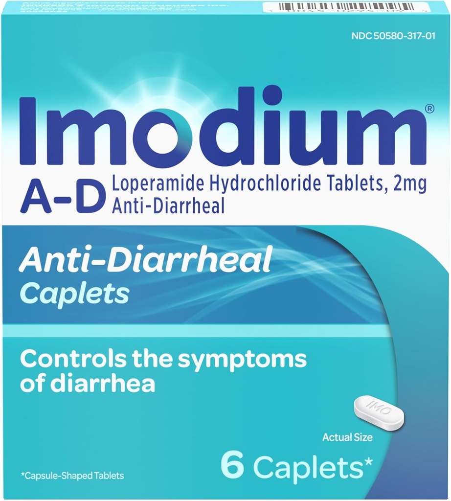 Imodium A-D Diarrhea Relief Caplets with Loperamid HCl, Anti-Diarrheal Medicine to Help Control Belirtileri of Diarrhea Because to Akut & Traveler's Diarrhea, HSA/FSA Eable, 6 ct