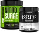 Jacked Factory NITROSURGE Pre Workout Supplement (Arctic White) Ctine Monohidrat Toz 150g (Unflavored) Kas Büyümesi, Artan Güç, Geliştirilmiş Enerji