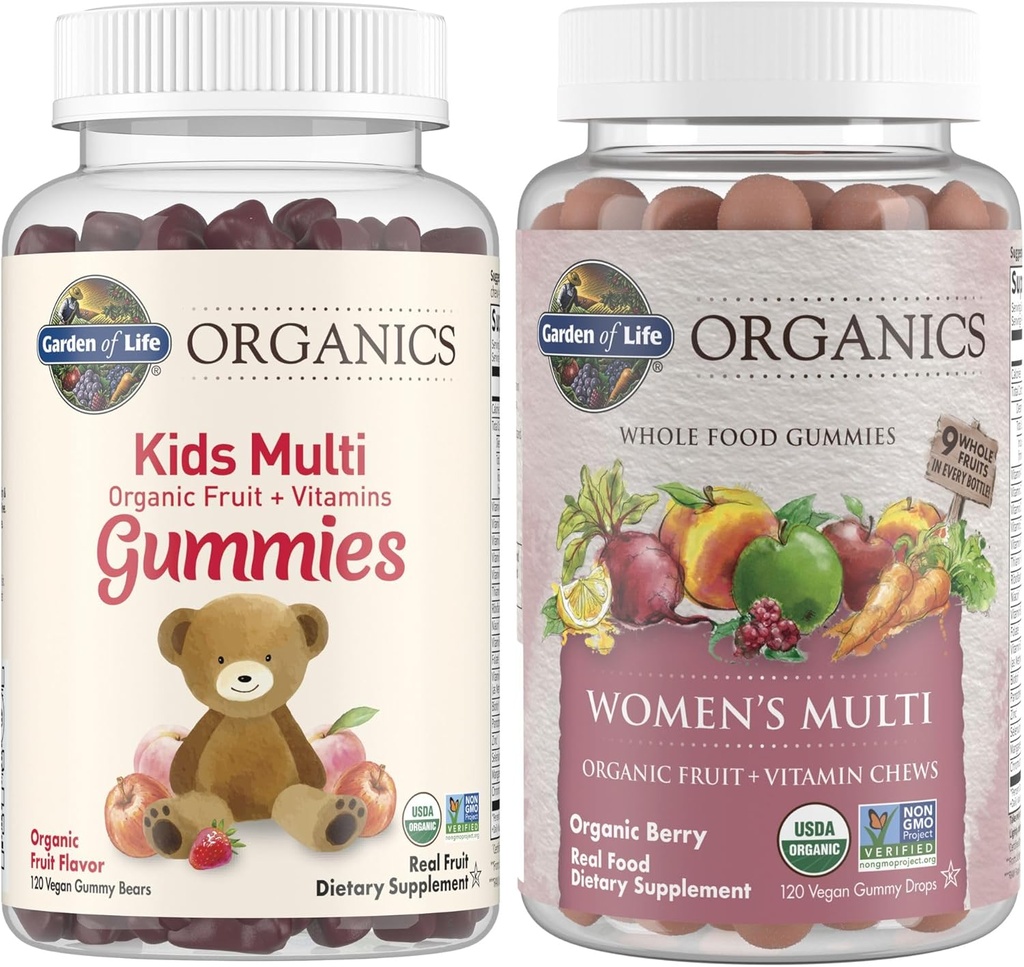 Garden of Life Organic Kids & Women's Gummy Vitamins, Cherry & Berry, 120 Count