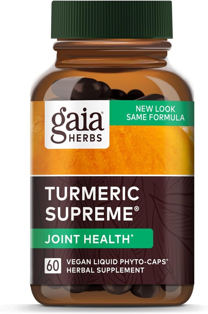 Gaia Herbs Turmeric Supreme Joint Health - Ortak Destek Supplement - Quercetin, Black Pepper, Boswellia, Ginger Root, Curcuminoids, & More - 60 Sıvı Phyto-Capsules (15-Day Supply)