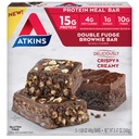 Atkins Double Fudge Brownie Protein Meal Bar, Yüksek Fiber, 15g Protein, 1g Sugar, 4g Net Carb, Meal Change, Keto Friendly