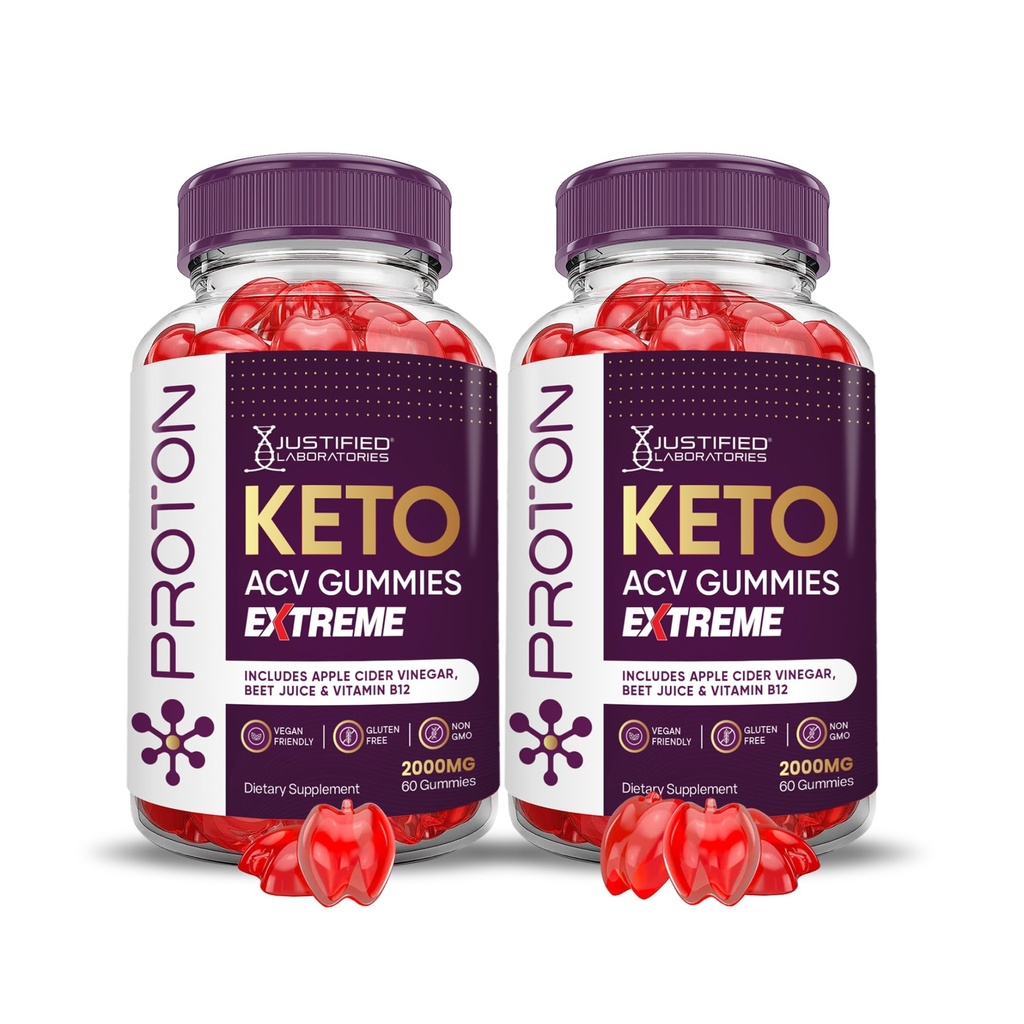Justified Laboratories (2 Pack Proton protein Keto ACV Gummies Extreme 2000MG Proton Chem Gummies Apple Cider Vinegar Formulated with Pomegranate Beet Juice B12 Vegan Non GMO 120 Gummys