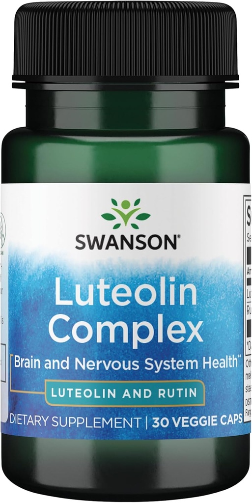 Swanson Luteolin Kompleks w/Rutin - Beyin Destek Tamamlayıcı Memory, Mood & Cognitive Health - Doğal Formula Nervous System - (30 Veggie Capsules)