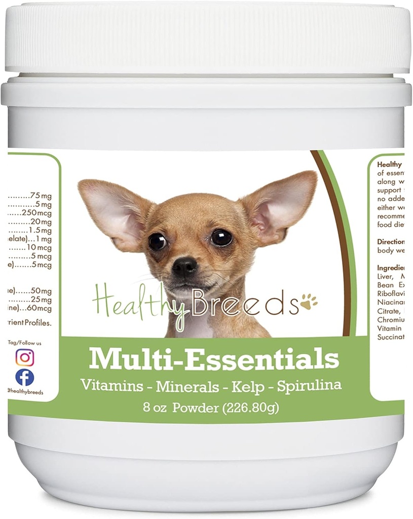 Köpekler için sağlıklı Breeds Chihuahuahua Multi-Esssentials Toz - Köpeğiniz için ideal bir Vitamin, Mineraller ve Antioksis - Köpeğiniz için 8 oz