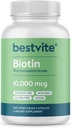 BESTVITE Biotin 10.000mcg (240 Vejetaryen Capsules) - No Stearates - No Dicalcium Phosphate - No Yapay Sweeteners - No Flavors - No Flow Agents - Vegan - Non GMO - Gluten Free