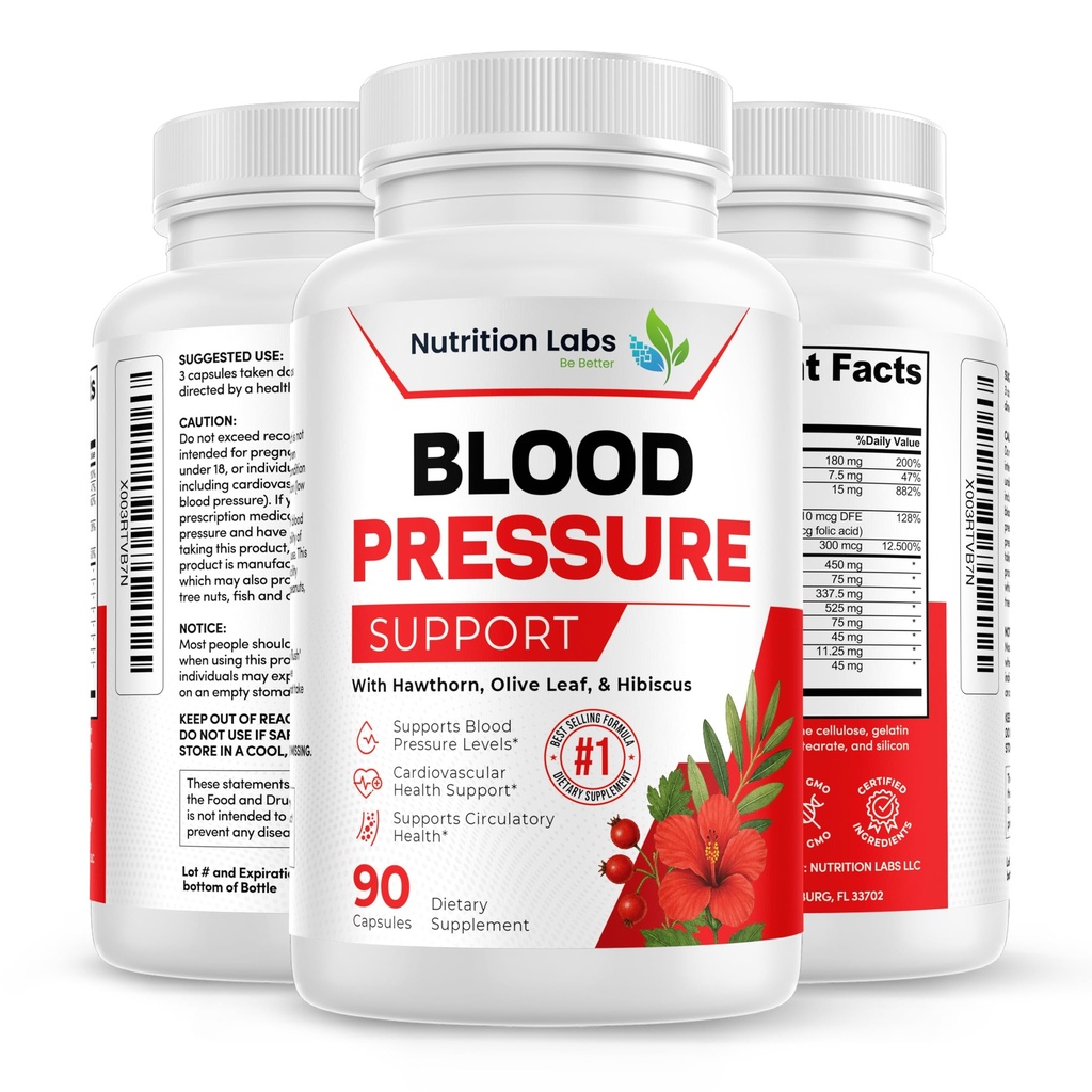 Kan basıncı Desteği ve Kalp Sağlığı Cardiovascular Tamam W/Hawthorn, Hibiscus. Normal Kan Basıncı Desteği W/Vitamin B12 & Folic Acid.. Supplements. 90 CT