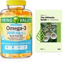 Spring Valley Omega-3 Fish Oil 2000 mg, maksimum bakım, 120 Kont + Exclusive VitaMax Vitamin Kılavuz (2 Madde)