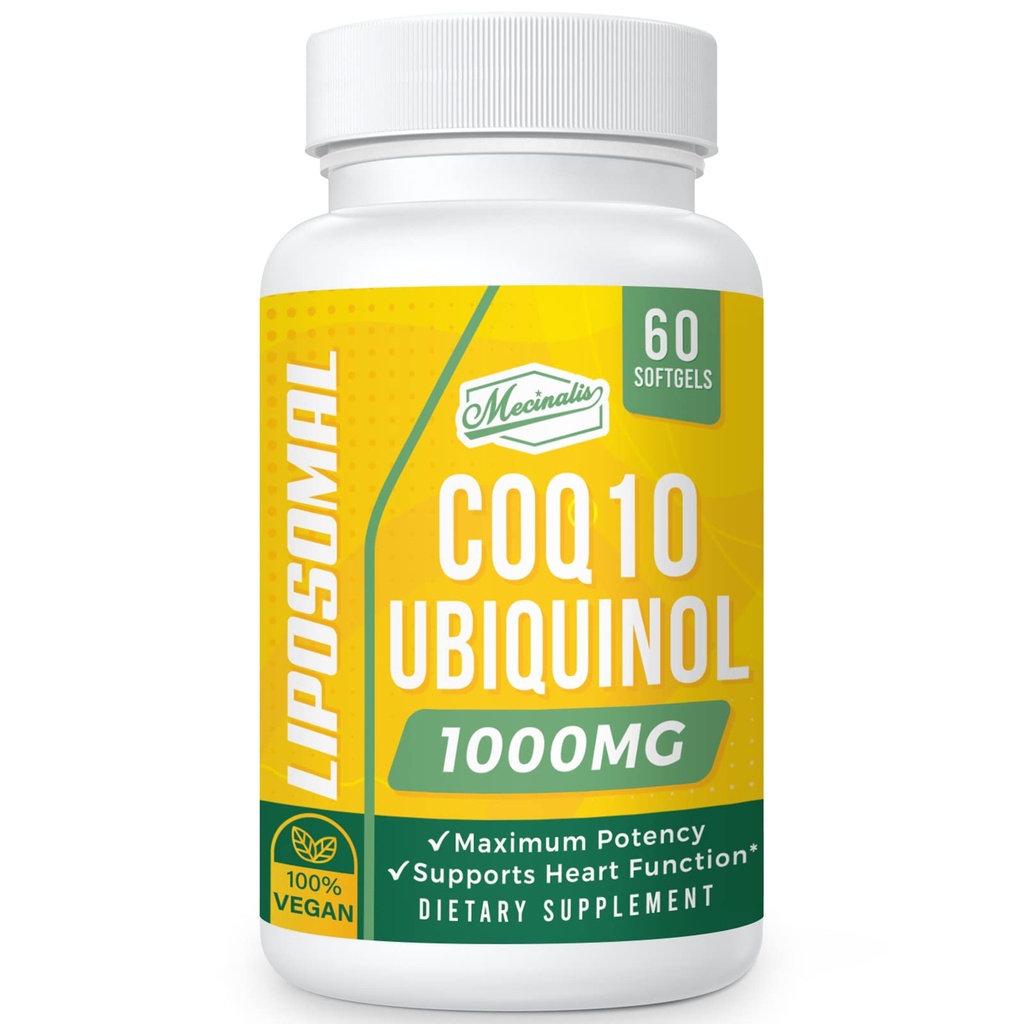 1000 mg Liposomal CoQ10 Softgels | Daha İyi Absorpsiyon CoQ10 Ubiquinol Supplement | Heart Function & Energy Production | Active Antioksi Form of Vegan Coenzyme Q10 | Non-GMO | 60 Softgels