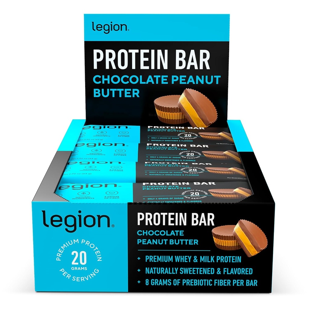 Lej Protein Bar Chocolate Peanut Butter -% 100 Whey proteini, Prebiyotik Fiber - Yüksek Protein (20g) Low Fat (12g) Low Sugar (4g), Hayır Soy, Gluten - Natural Flavors (12 Count)