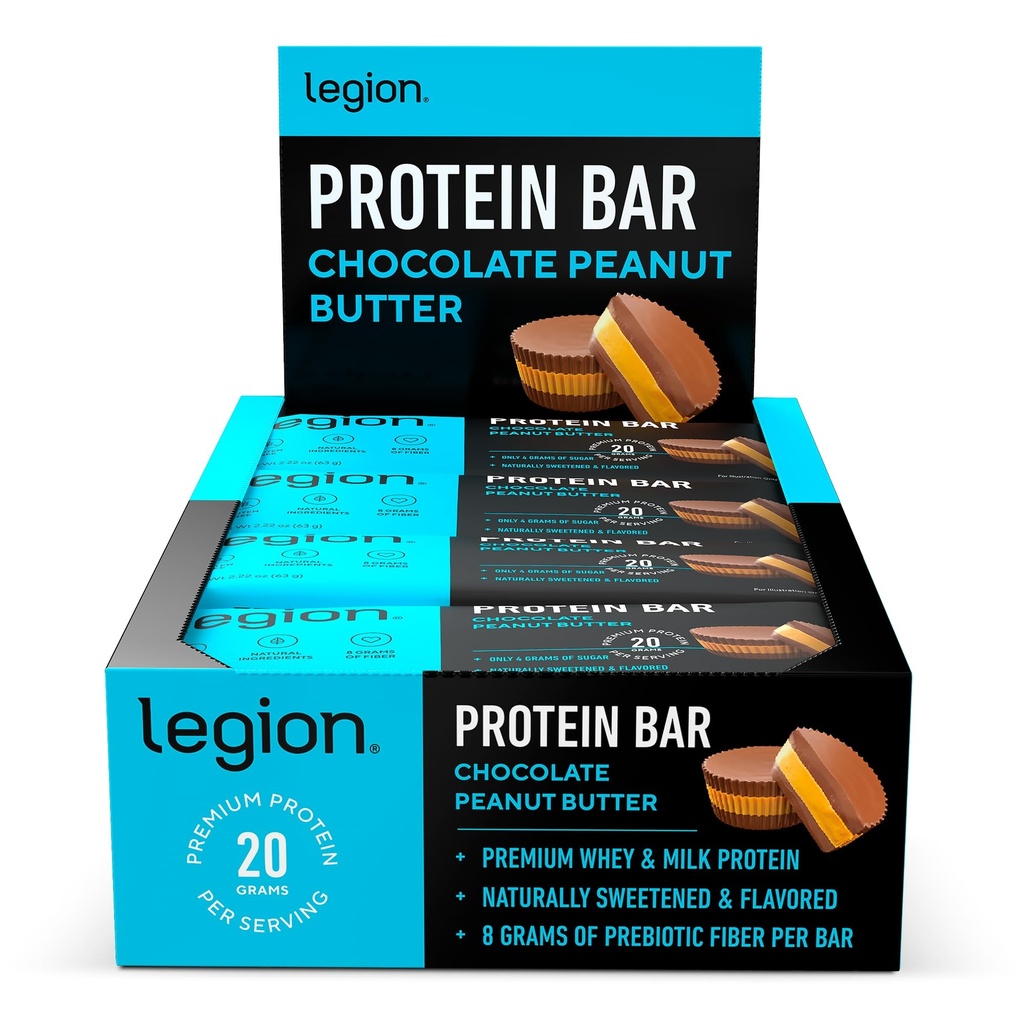 Lej Protein Bar Chocolate Peanut Butter -% 100 Whey proteini, Prebiyotik Fiber - Yüksek Protein (20g) Low Fat (12g) Low Sugar (4g), Hayır Soy, Gluten - Natural Flavors (12 Count)