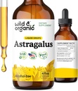 Wild & Organic Astragalus Tincture - Immune Support Supplement w/Astragalus Root Extract - Vegan Tincture for Immunity - Sugar & Alkol-Free Drops - 4 fl ozz