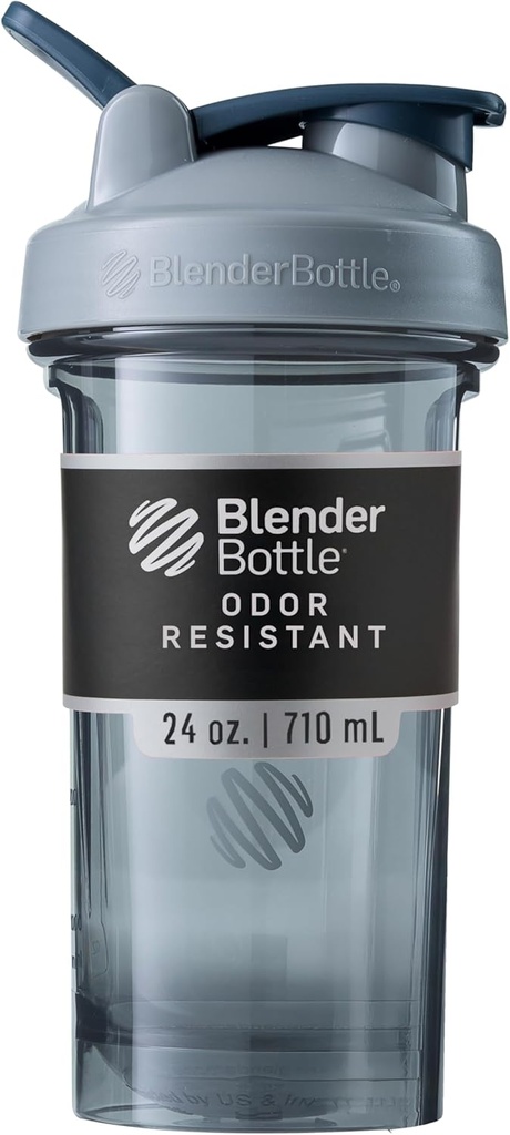 BlenderBottle Shaker Şişe Pro Serisi Protein Shakes ve Pre Workout, 24Ounce, Full-Renk Grey