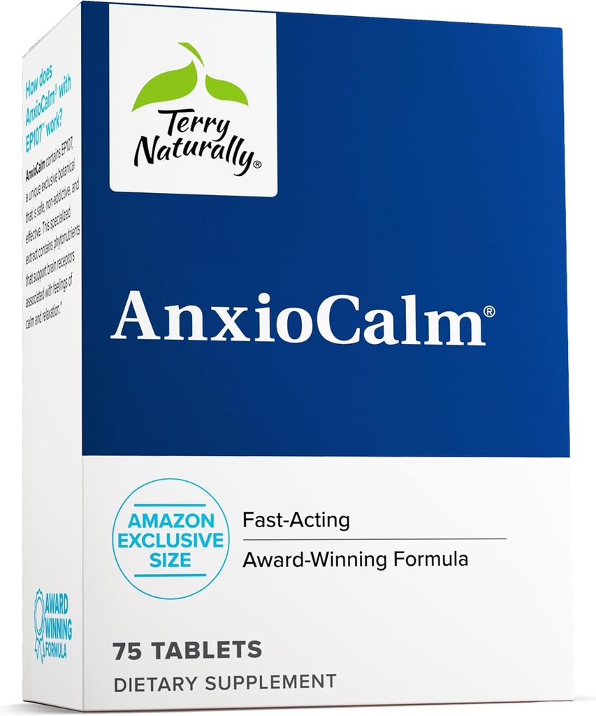 Terry Natural AnxioCalm - 75 Tabletler - Hızlı-Aslında, Non-Drowsy, Non-Addictive Formula - Yetişkinler ve Çocuklar için Güvenli Yıl - Sigara içilmeyen - 37 Hizmet